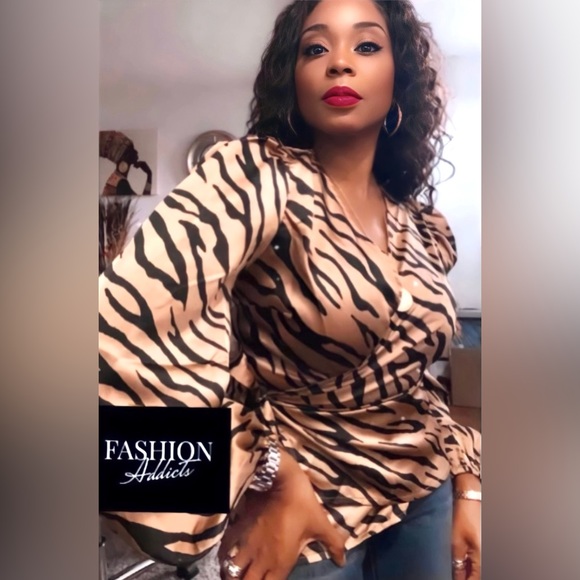 Tops - Woodland Printed Satin Wrap Blouse